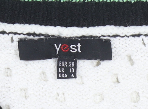 Yest Women's White V-Neck Classic Knit Jumper Size 10