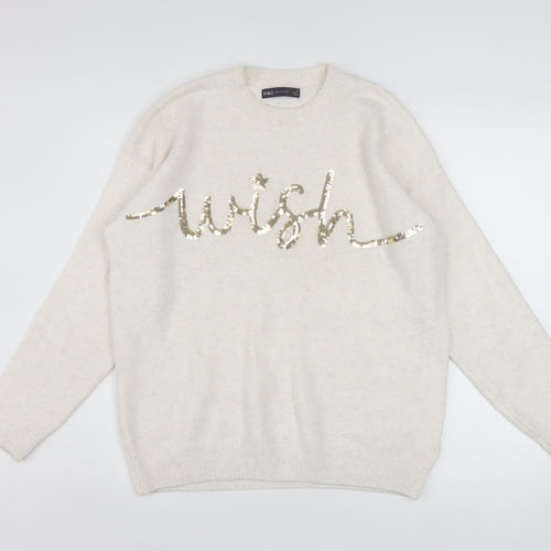 Marks and Spencer Women’s Ivory Sequin Wish Jumper Size M