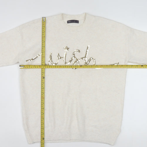 Marks and Spencer Women’s Ivory Sequin Wish Jumper Size M