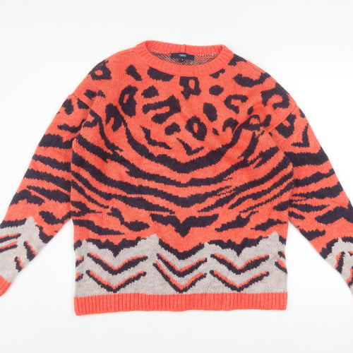 Next Womens Orange Animal Print Chunky Knit Jumper Medium