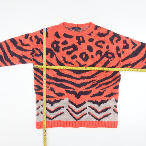 Next Womens Orange Animal Print Chunky Knit Jumper Medium