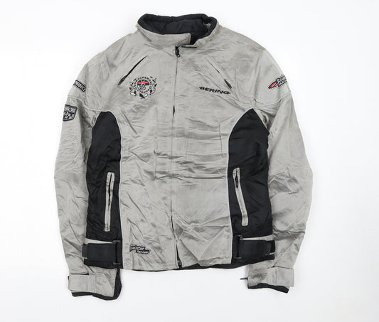 Bering Men's Grey Motorcycle Jacket L Reflective Waterproof Lined