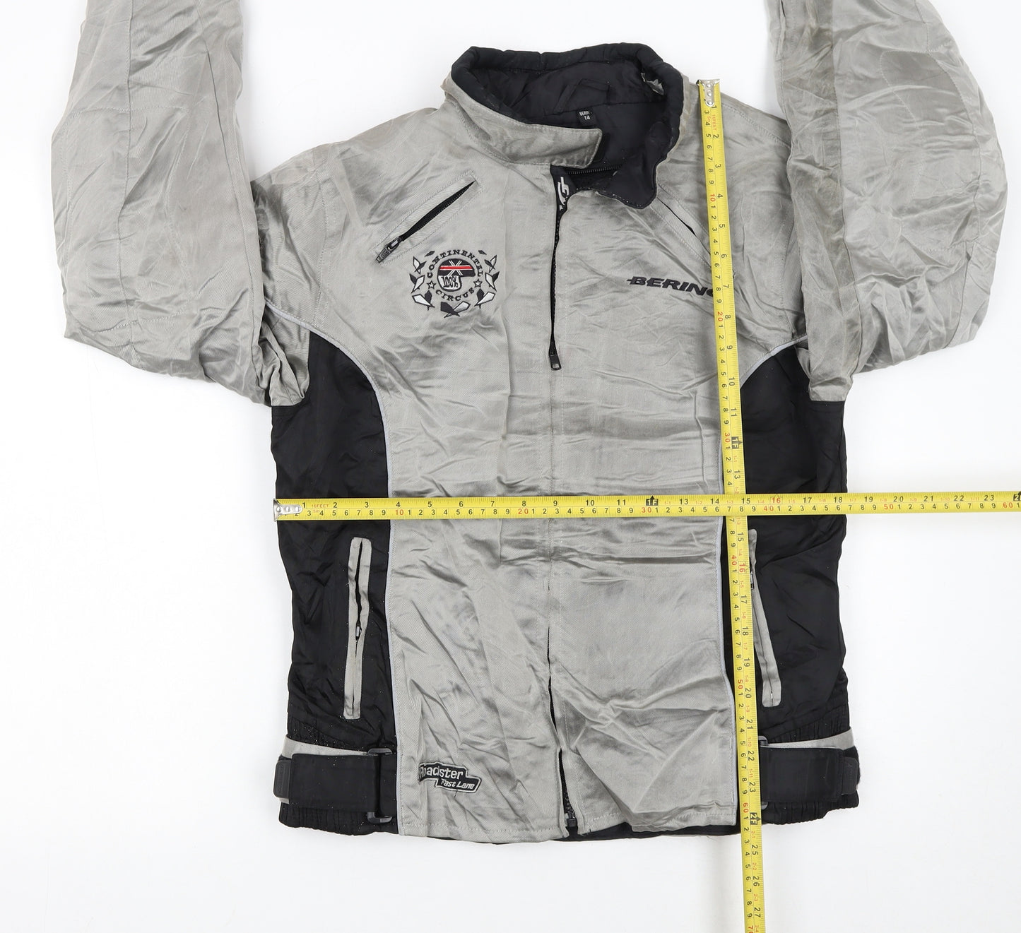 Bering Men's Grey Motorcycle Jacket L Reflective Waterproof Lined