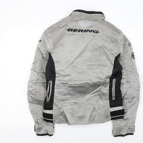 Bering Men's Grey Motorcycle Jacket L Reflective Waterproof Lined