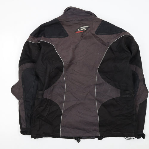 DG Men's Black L Motorcycle Jacket Waterproof Belted Lined