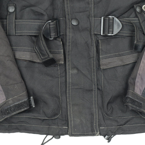 DG Men's Black L Motorcycle Jacket Waterproof Belted Lined