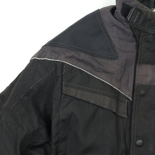 DG Men's Black L Motorcycle Jacket Waterproof Belted Lined