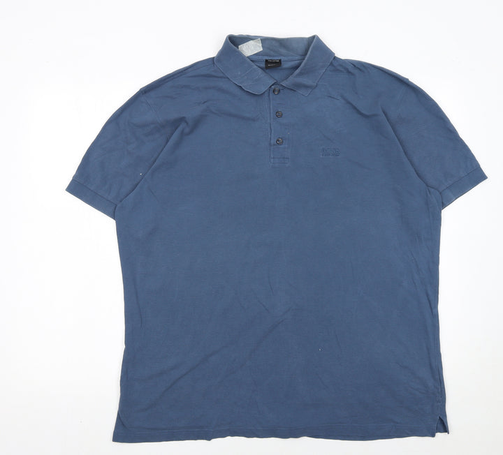 Hugo Boss Men's Blue XL Pima Cotton Short Sleeve Polo Shirt