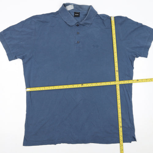 Hugo Boss Men's Blue XL Pima Cotton Short Sleeve Polo Shirt
