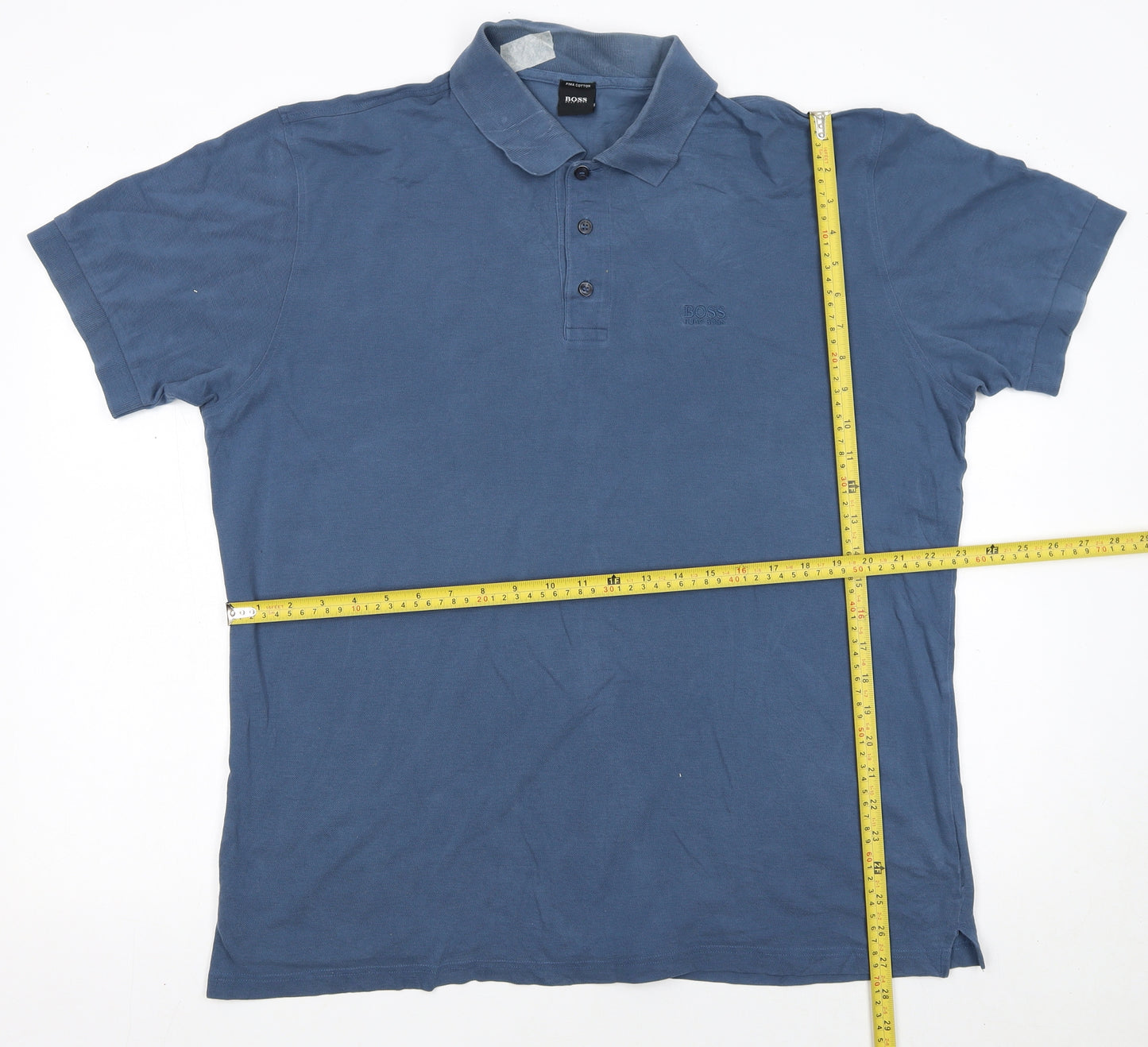 Hugo Boss Men's Blue XL Pima Cotton Short Sleeve Polo Shirt