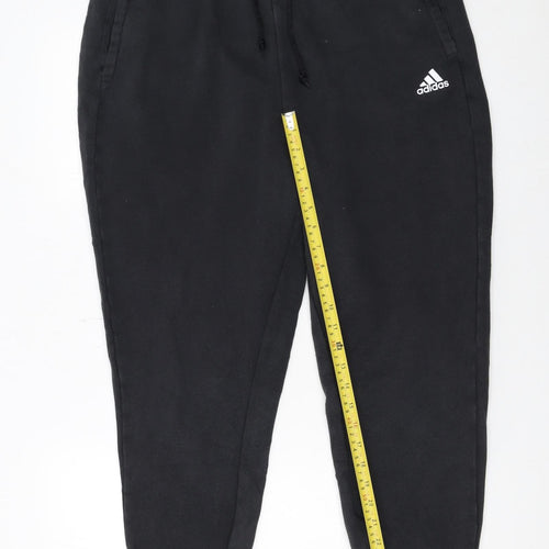 Adidas Women Black L Jogger Sweatpants 77% Cotton Drawstring