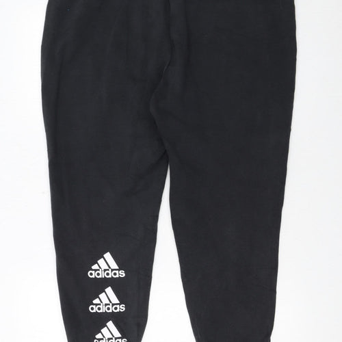 Adidas Women Black L Jogger Sweatpants 77% Cotton Drawstring