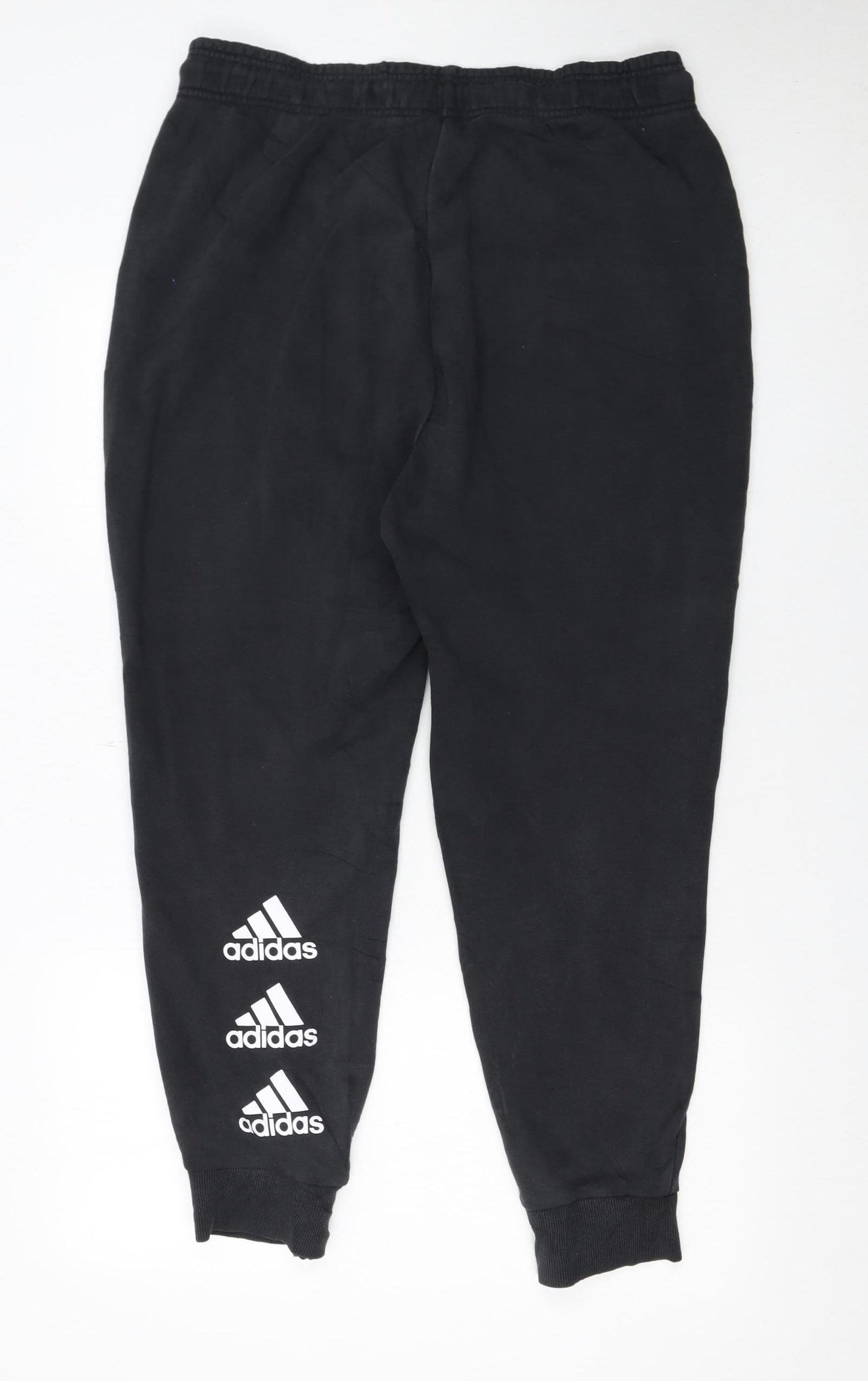 Adidas Women Black L Jogger Sweatpants 77% Cotton Drawstring
