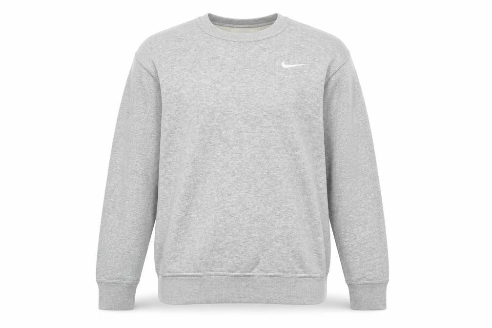 Front view of Nike Men's Grey XS Crew Neck Fleece Sweatshirt