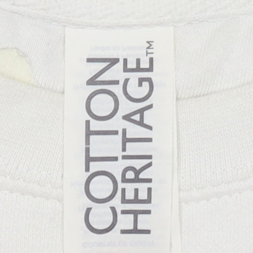 Cotton Heritage Women White Alien Graphic Pullover Sweatshirt L