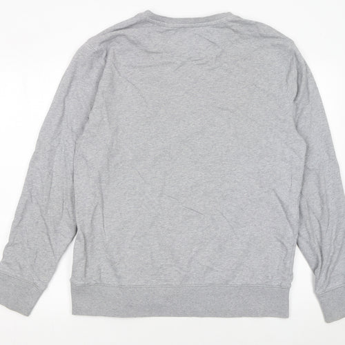 Levi's Women Grey Floral Logo Pullover Sweatshirt L Cotton