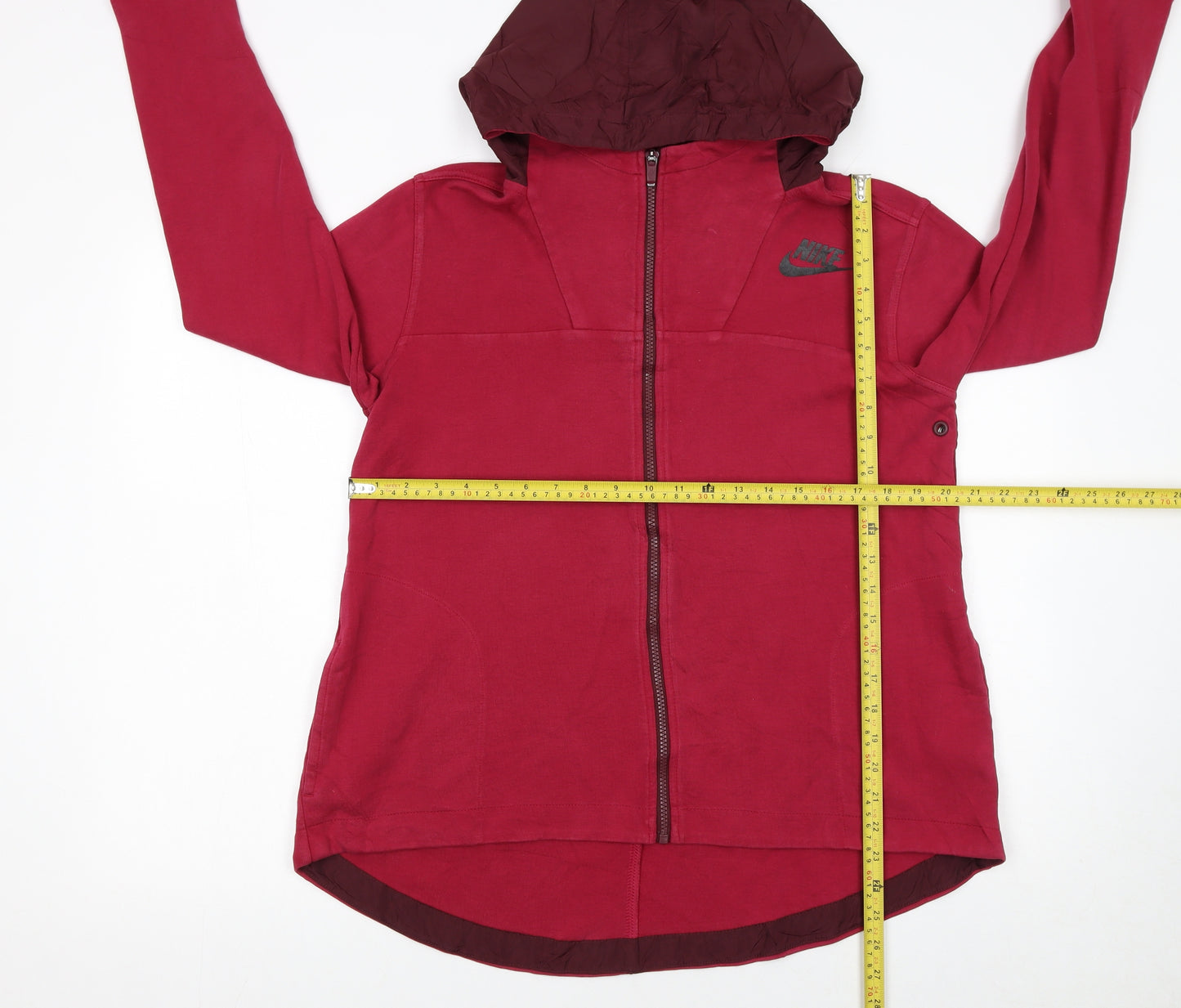 Nike Women's Red Full Zip Hoodie M Cotton Blend Sportswear