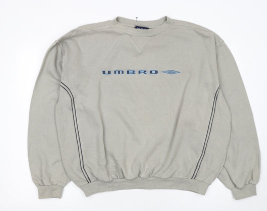Umbro Men's Grey Pullover Crew Neck Sweatshirt Size L Retro Sportswear