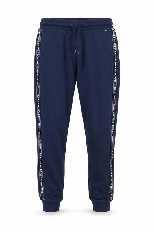 Front view of Tommy Hilfiger Men's Blue Jogger Sweatpants, size S, Logo Trim