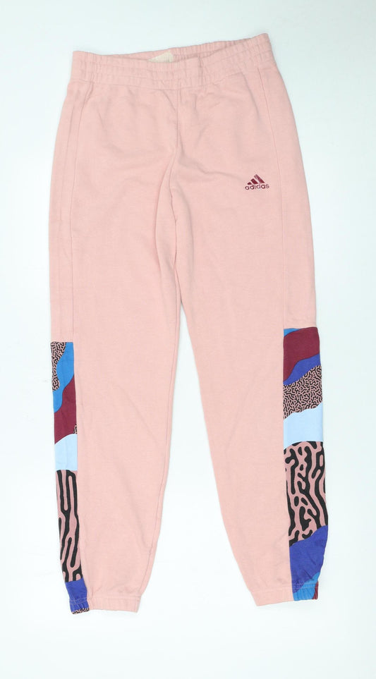 Adidas Girls Pink Colourblock Jogger Trousers Size 13-14 Years