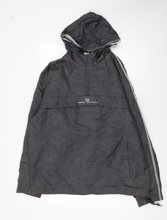 Sergio Tacchini Men's Grey Hooded Anorak Jacket Size M