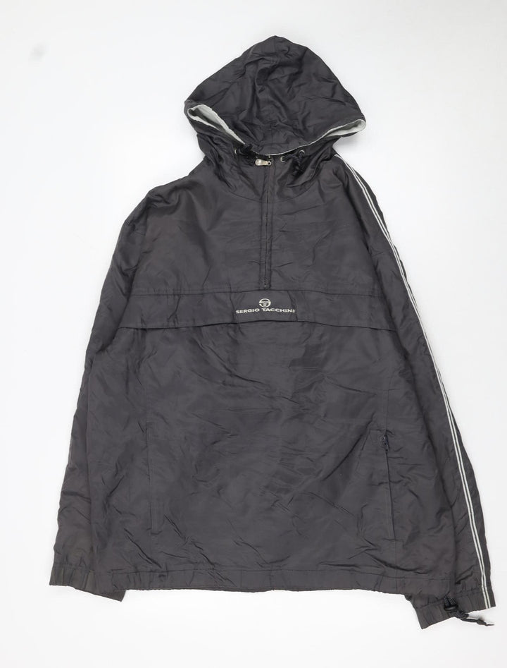 Sergio Tacchini Men's Grey Hooded Anorak Jacket Size M