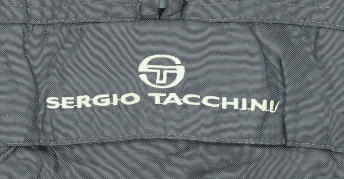 Sergio Tacchini Men's Grey Hooded Anorak Jacket Size M