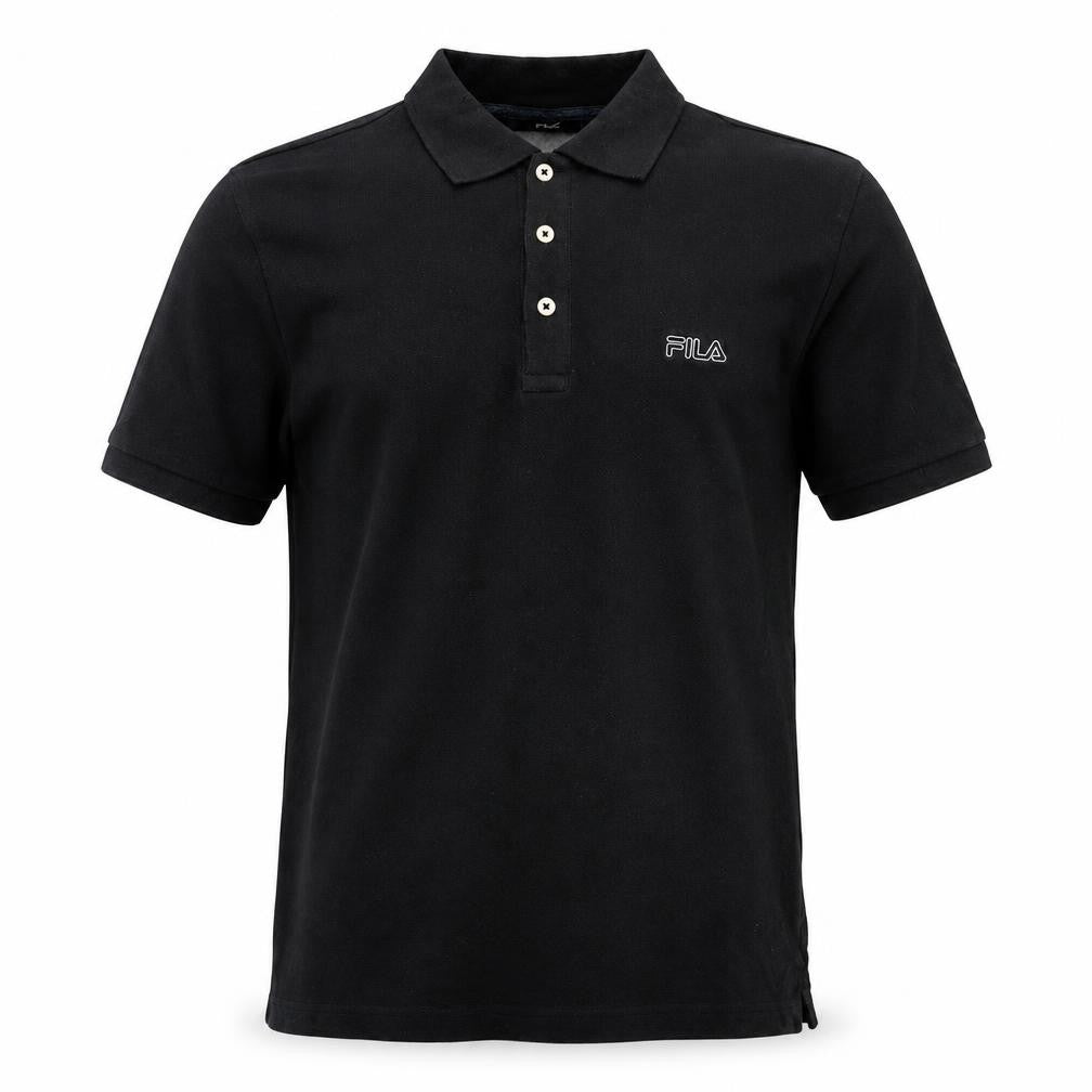 Fila Men’s Black Cotton Polo Shirt Size M Classic Logo Top