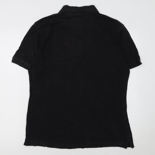 Fila Men’s Black Cotton Polo Shirt Size M Classic Logo Top
