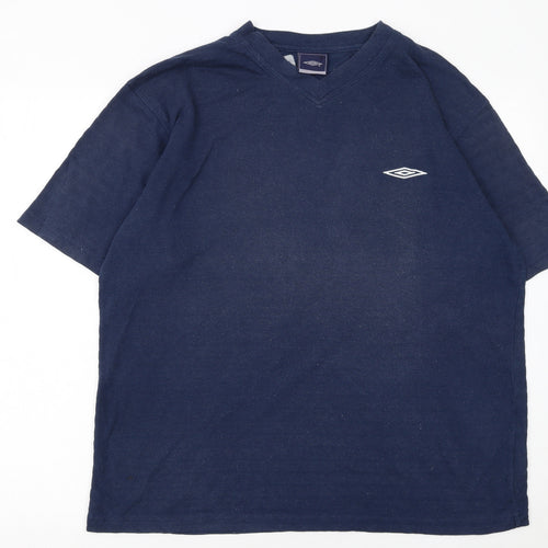 Umbro Men's Blue V-Neck Short Sleeve Sports T-Shirt Size L