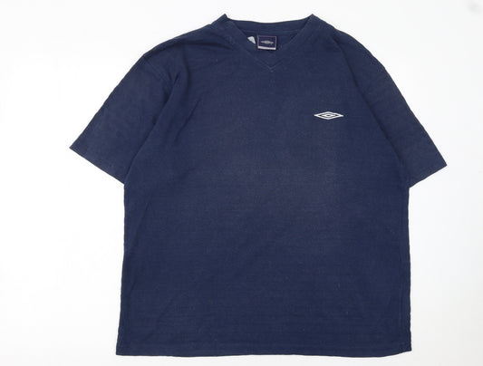 Umbro Men's Blue V-Neck Short Sleeve Sports T-Shirt Size L