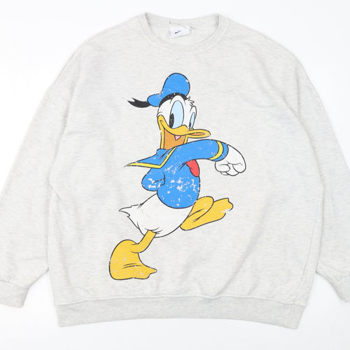 Disney Mickey & Friends Donald Duck Grey Cotton Sweatshirt Women M