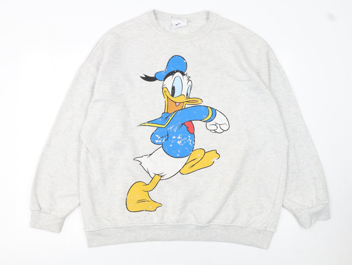 Disney Mickey & Friends Donald Duck Grey Cotton Sweatshirt Women M