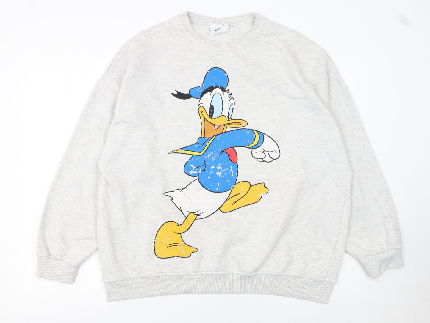 Disney Mickey & Friends Donald Duck Grey Cotton Sweatshirt Women M