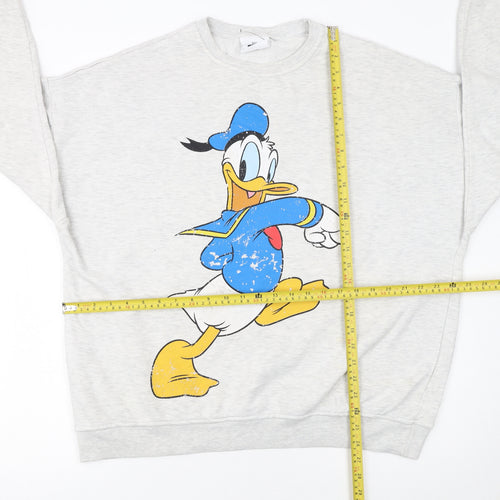 Disney Mickey & Friends Donald Duck Grey Cotton Sweatshirt Women M