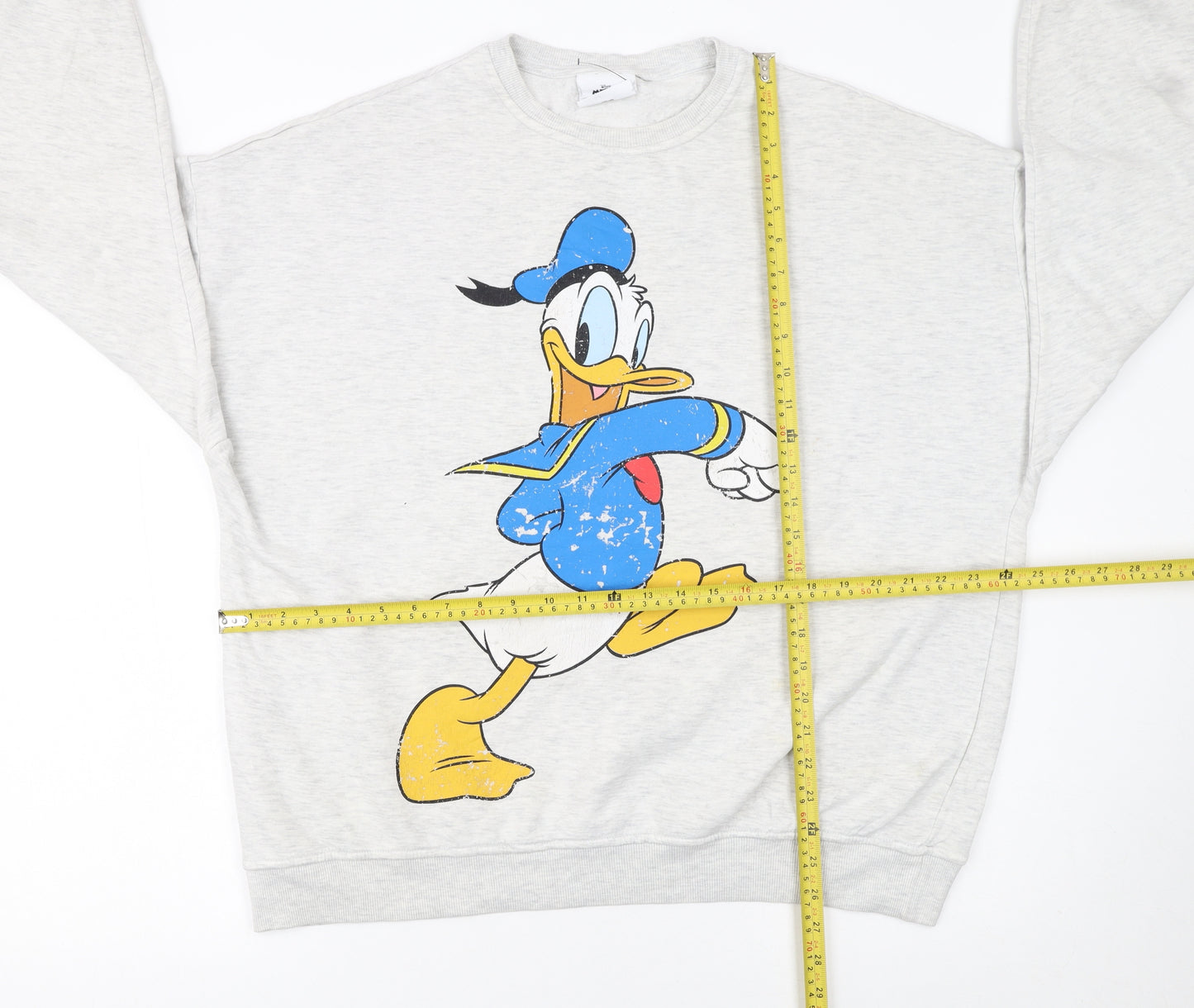 Disney Mickey & Friends Donald Duck Grey Cotton Sweatshirt Women M