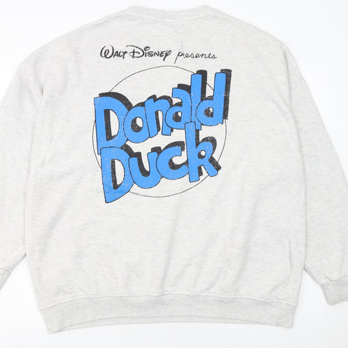 Disney Mickey & Friends Donald Duck Grey Cotton Sweatshirt Women M
