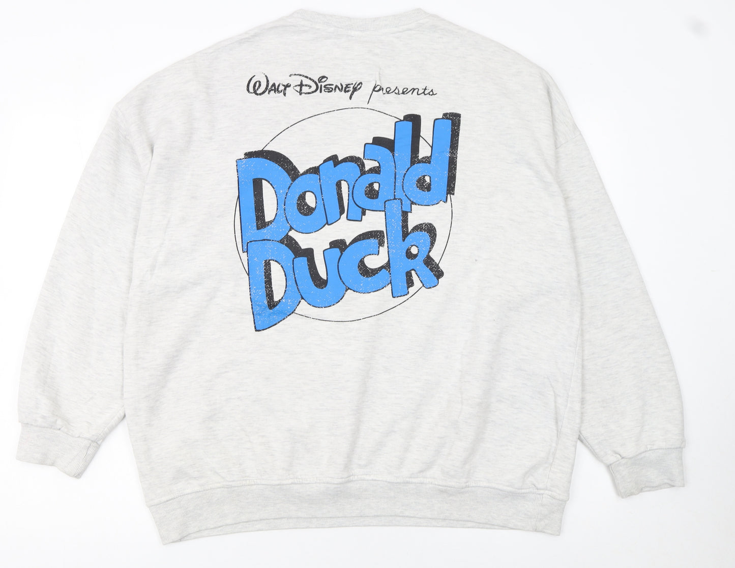 Disney Mickey & Friends Donald Duck Grey Cotton Sweatshirt Women M