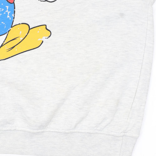 Disney Mickey & Friends Donald Duck Grey Cotton Sweatshirt Women M