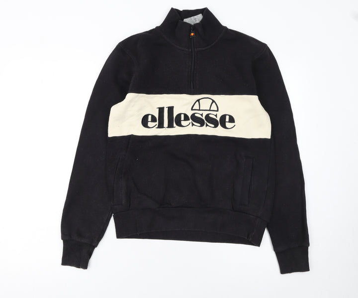 Ellesse Womens Black Beige Half Zip Sweatshirt UK 6