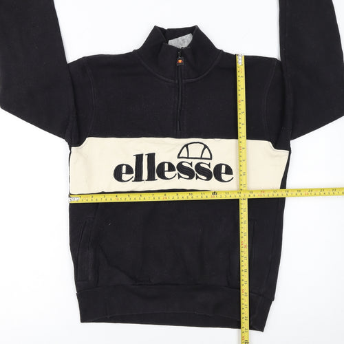 Ellesse Womens Black Beige Half Zip Sweatshirt UK 6