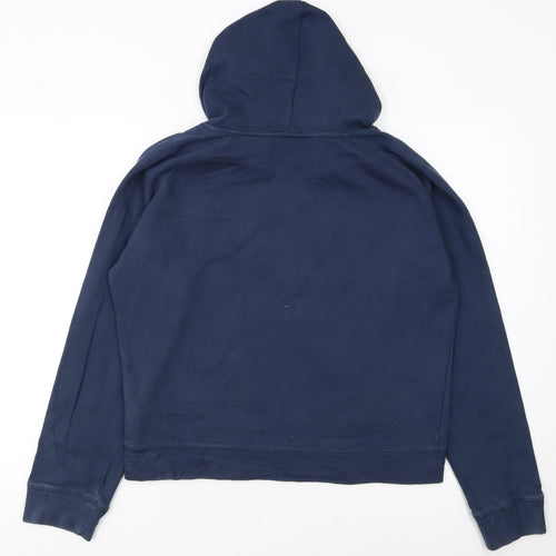 Reebok Womens Navy Pullover Hoodie Size 14 Athletic Dept Logo Hooded Sweatshirt