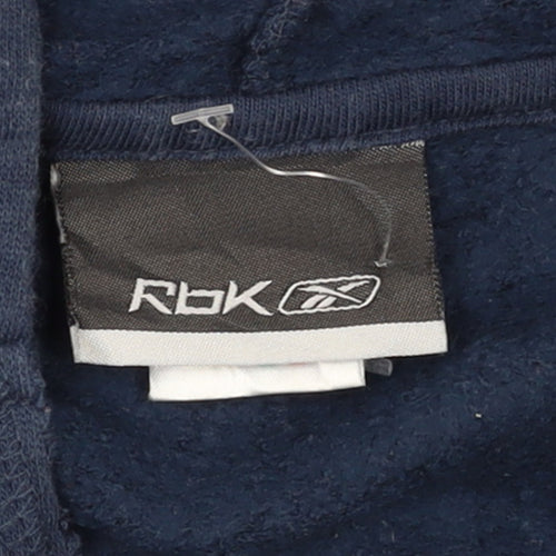 Reebok Womens Navy Pullover Hoodie Size 14 Athletic Dept Logo Hooded Sweatshirt