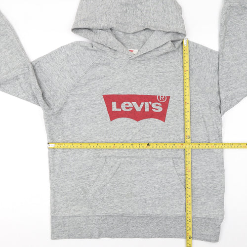 Levi's Men's Grey Pullover Hoodie M Regular Fit Logo Fleece Sweatshirt