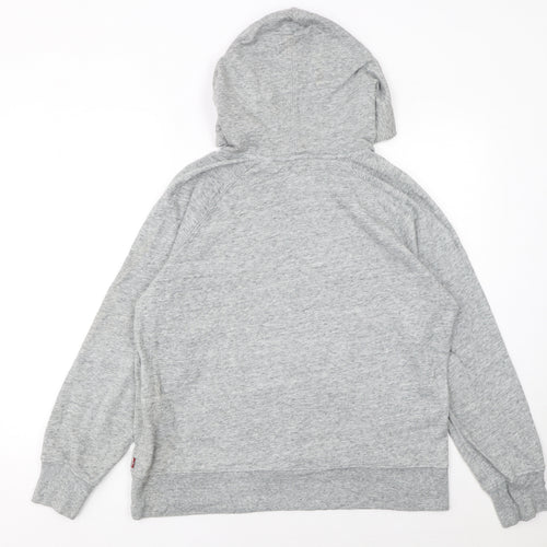 Levi's Men's Grey Pullover Hoodie M Regular Fit Logo Fleece Sweatshirt