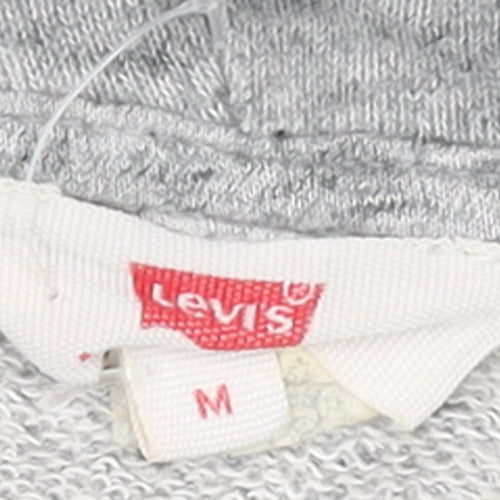 Levi's Men's Grey Pullover Hoodie M Regular Fit Logo Fleece Sweatshirt