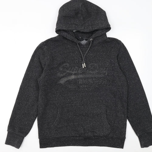 Superdry Womens Black Pullover Hoodie Size 16 Hooded Classic Fit