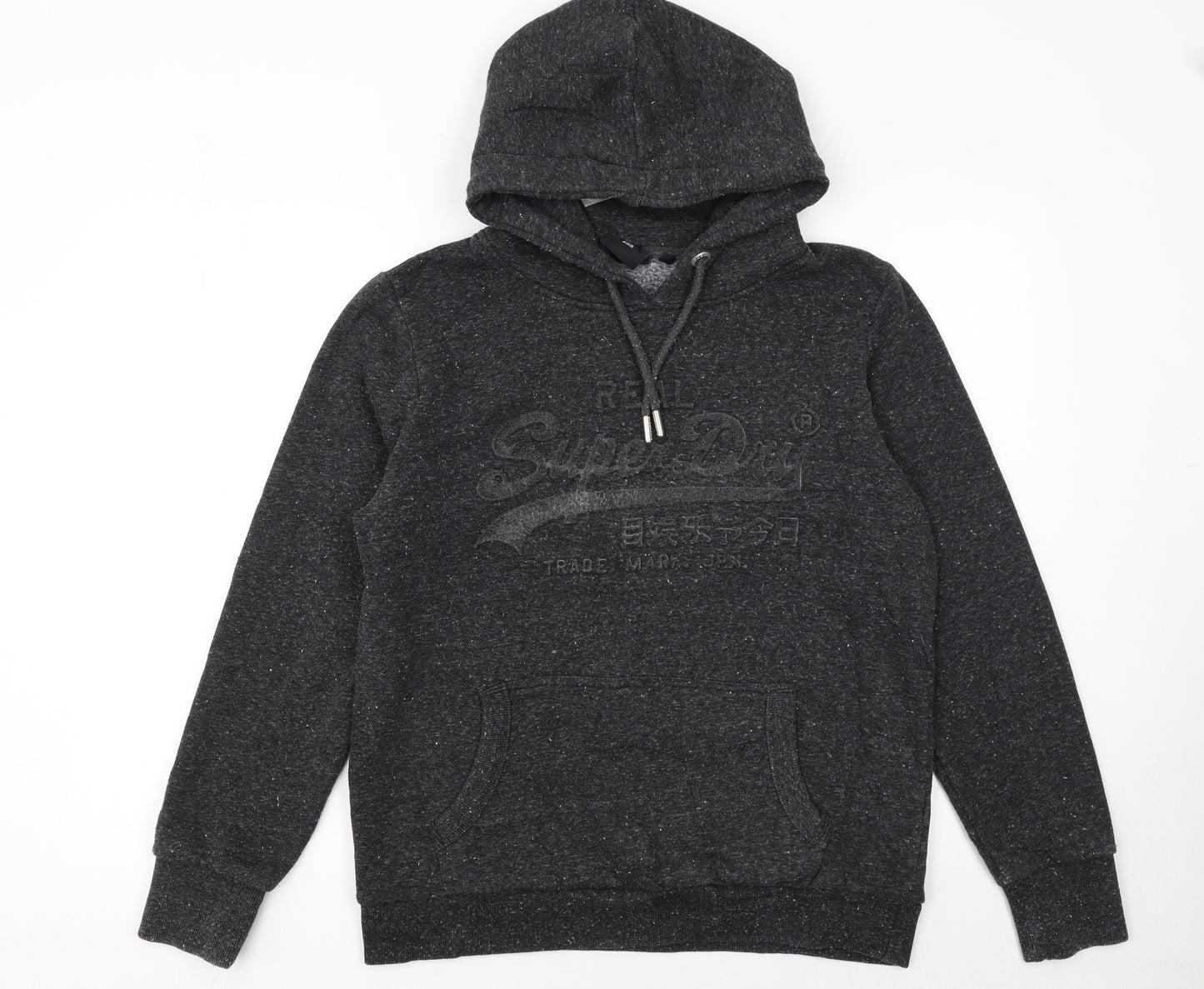 Superdry Womens Black Pullover Hoodie Size 16 Hooded Classic Fit