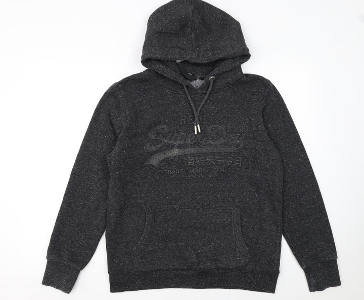 Superdry Womens Black Pullover Hoodie Size 16 Hooded Classic Fit