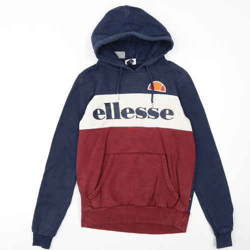 Ellesse Womens Navy Burgundy Colourblock Logo Hoodie Size 8
